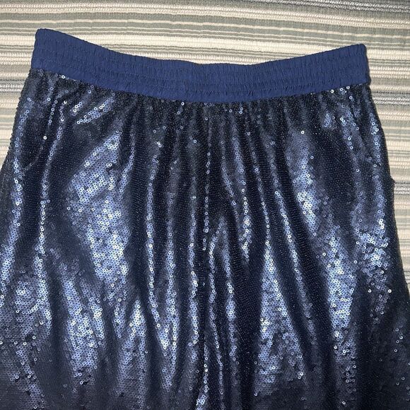 Finders Keepers Women’s Take A Walk Pant Ankle Zip Navy Blue Sequined Small - Picture 6 of 13